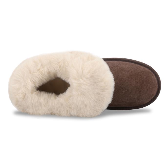 Isotoner® Ladies Suede Bootie With Fur Cuff Brown Extra Image 4